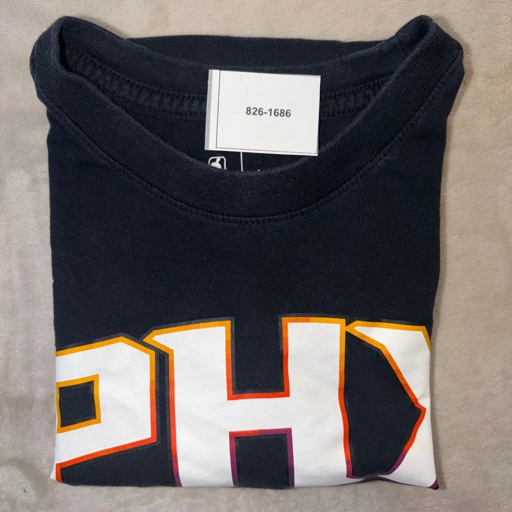 Jordan Phoenix Suns Devin Booker #1 PHX Shirt Mens Black Short Sleeve Tee Medium